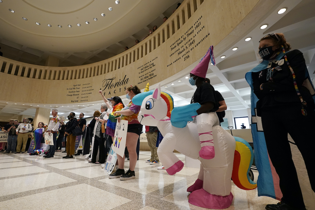 Don't say gay protest inside Florida State Capitol on March 7