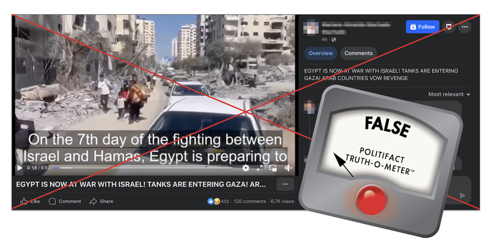 Egypt Israel war claim edited screenshot