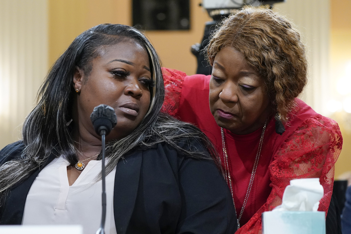 Election worker Wandrea "Shaye" Moss is comforted by her mother Ruby Freeman 06-21-2022