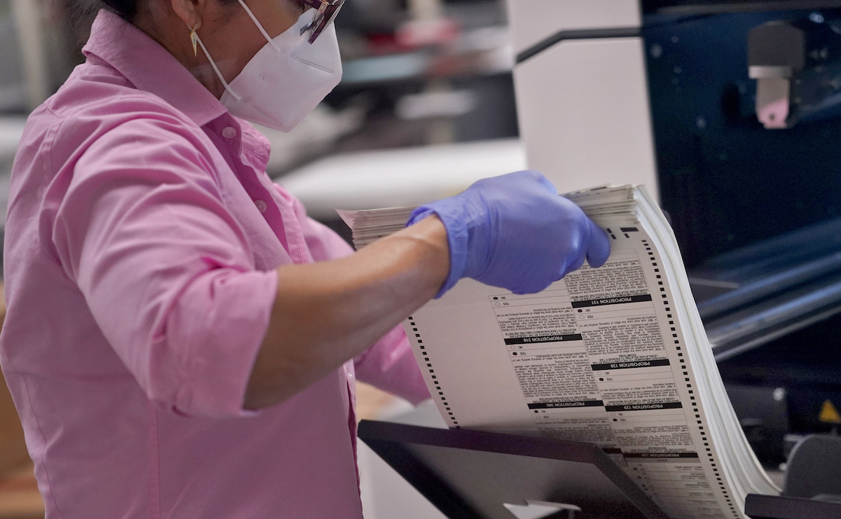 Election worker inside the Maricopa County Recorders Office, Nov. 10, 2022
