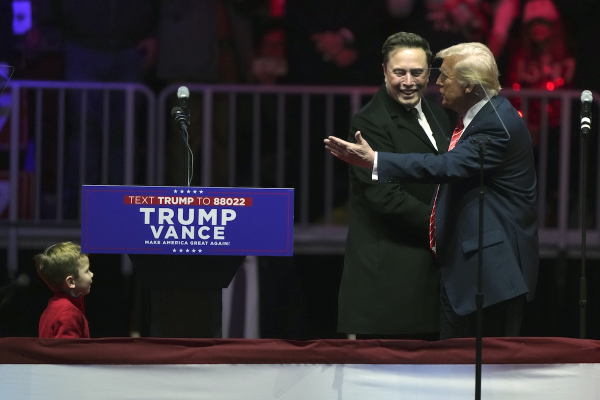 Elon Musk and Donald Trump at preinauguration rally, Washington, 01-19-2025