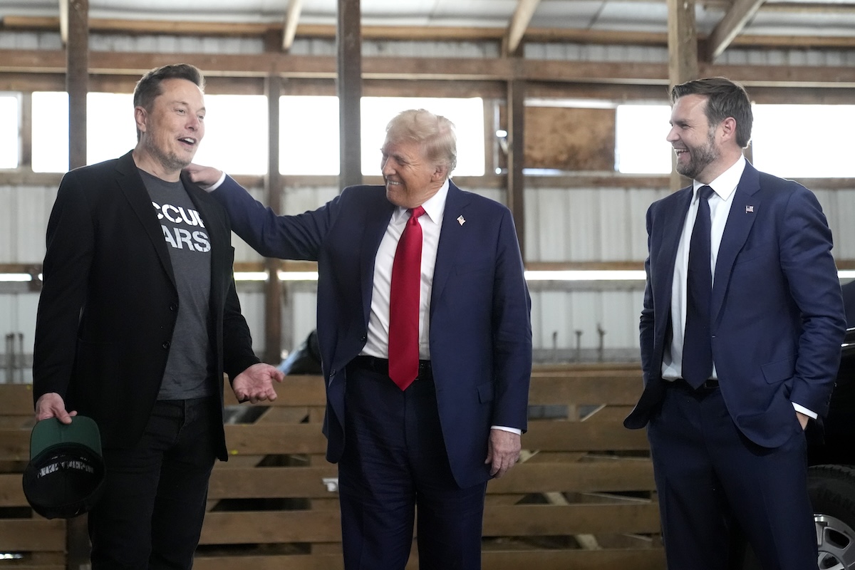 Elon Musk with Donald Trump and JD Vance in Butler, Pa., 10-5-2024
