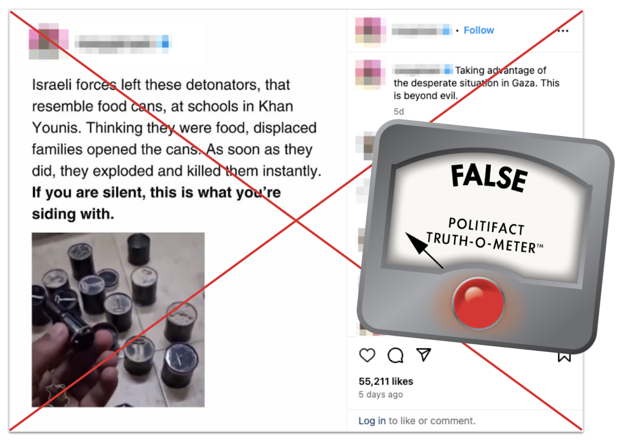 Explosives disguised as food cans claim edited screenshot