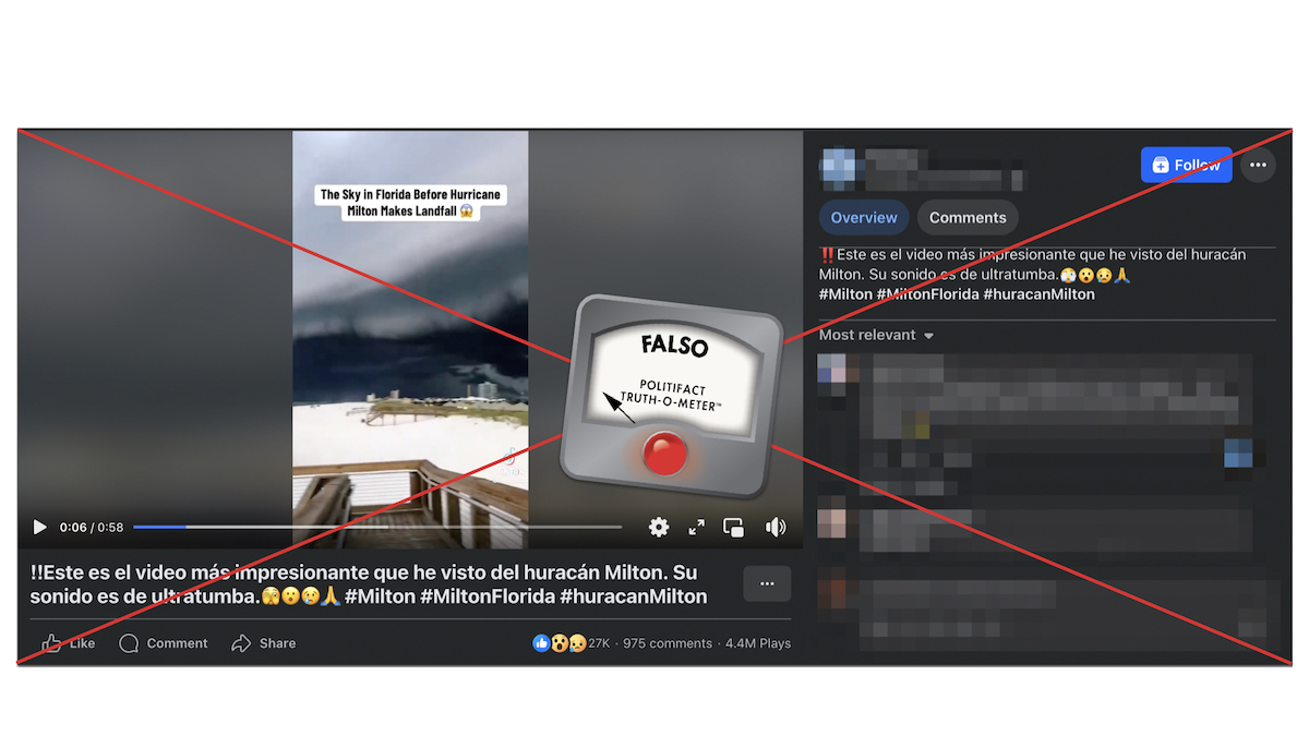 Grafico de Huracan Milton Falso 1