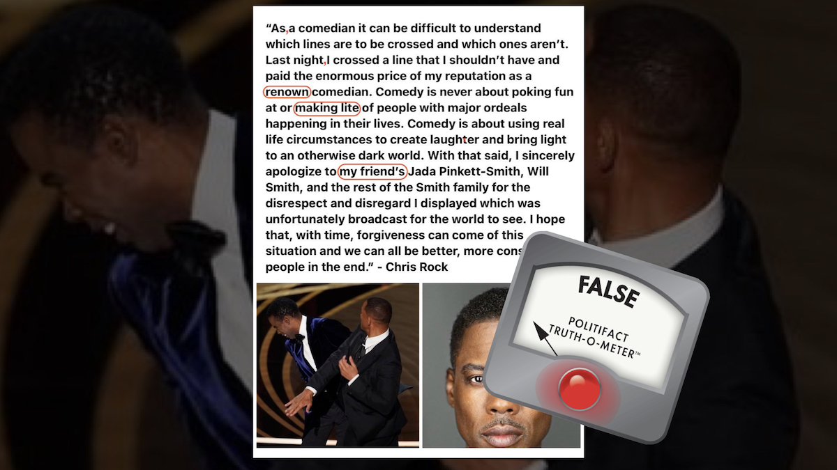 Chris Rock False apology claim