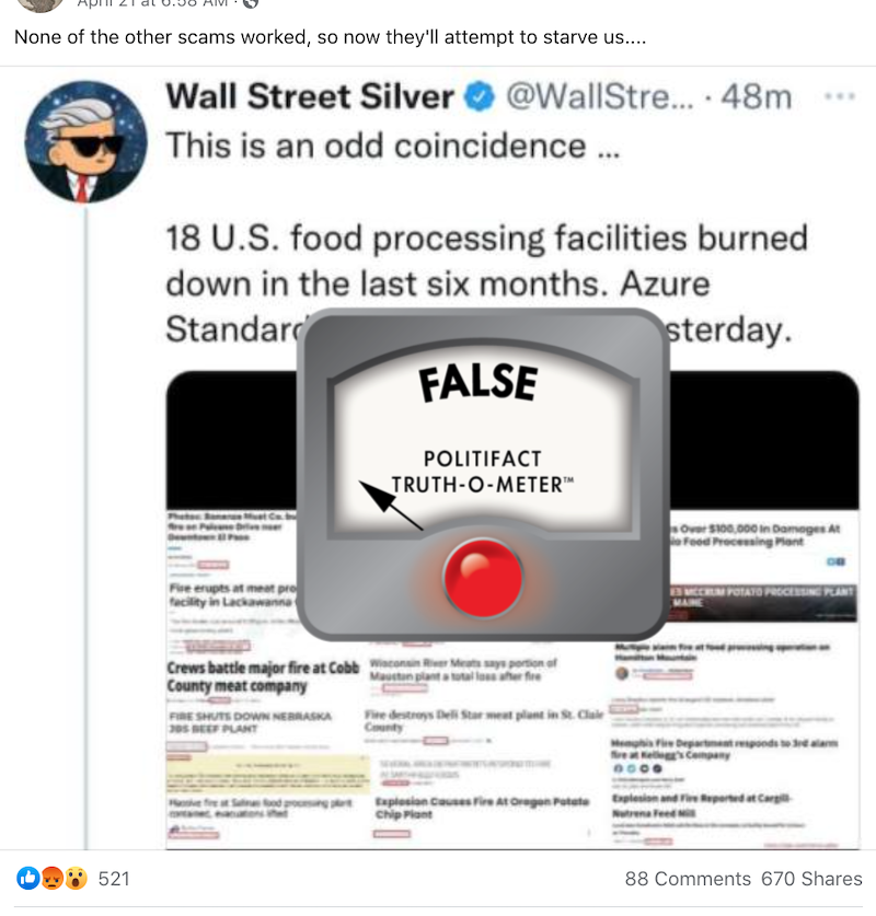 Food processing claim False
