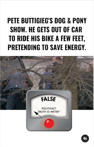False Buttigieg bike claim screengrab