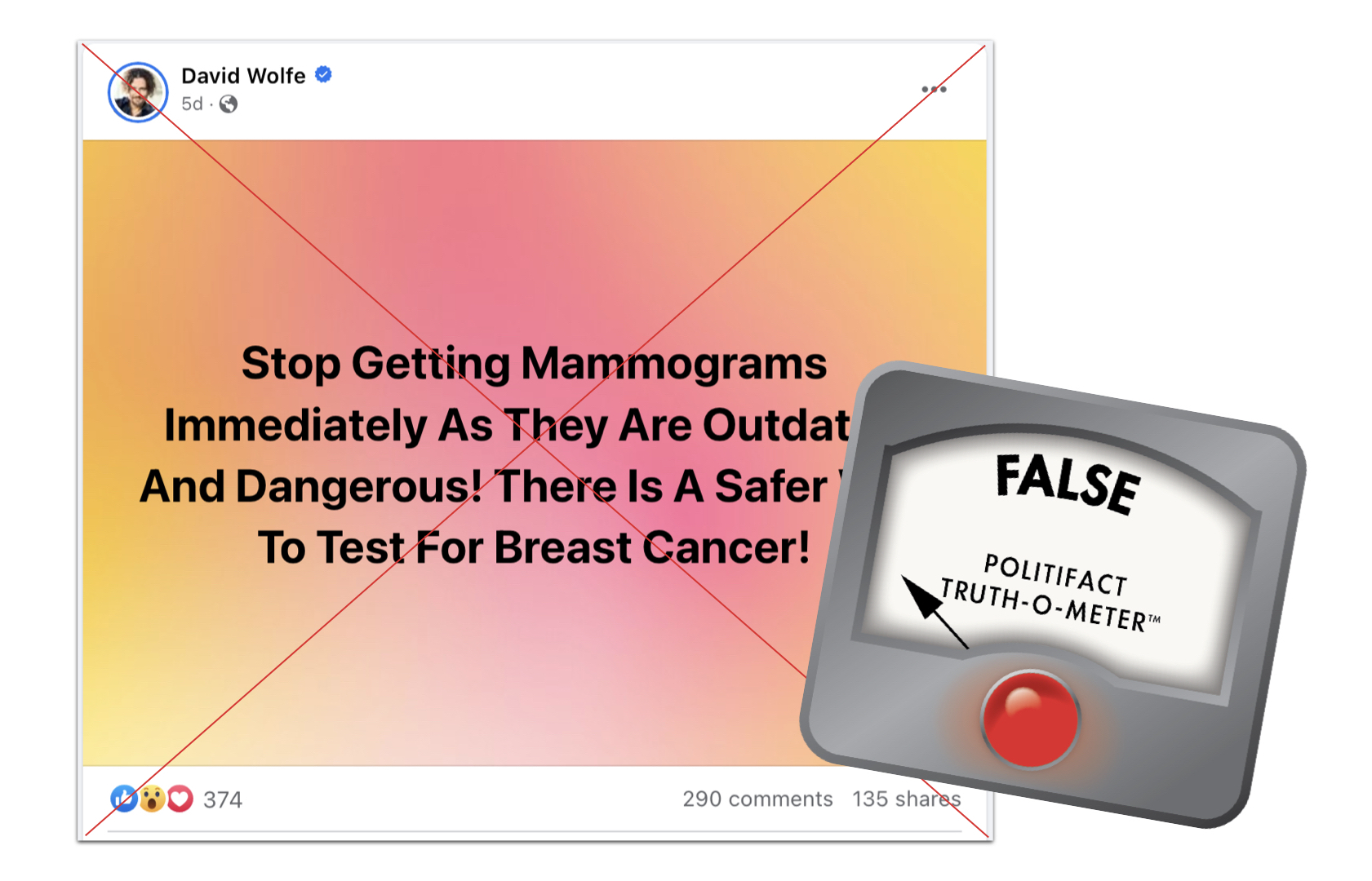 False graphic for David Wolfe's claim that mammograms are dangerous and thermography is better