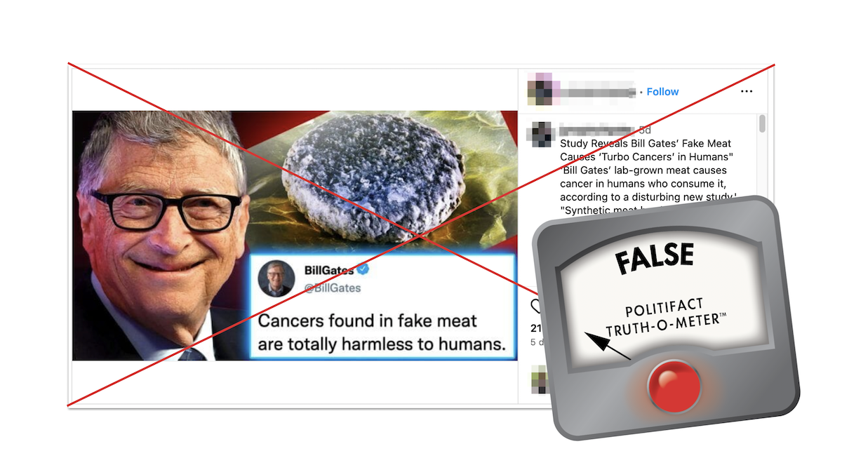 False graphic for claim that Bill Gates' meat alternative causes turbo cancer