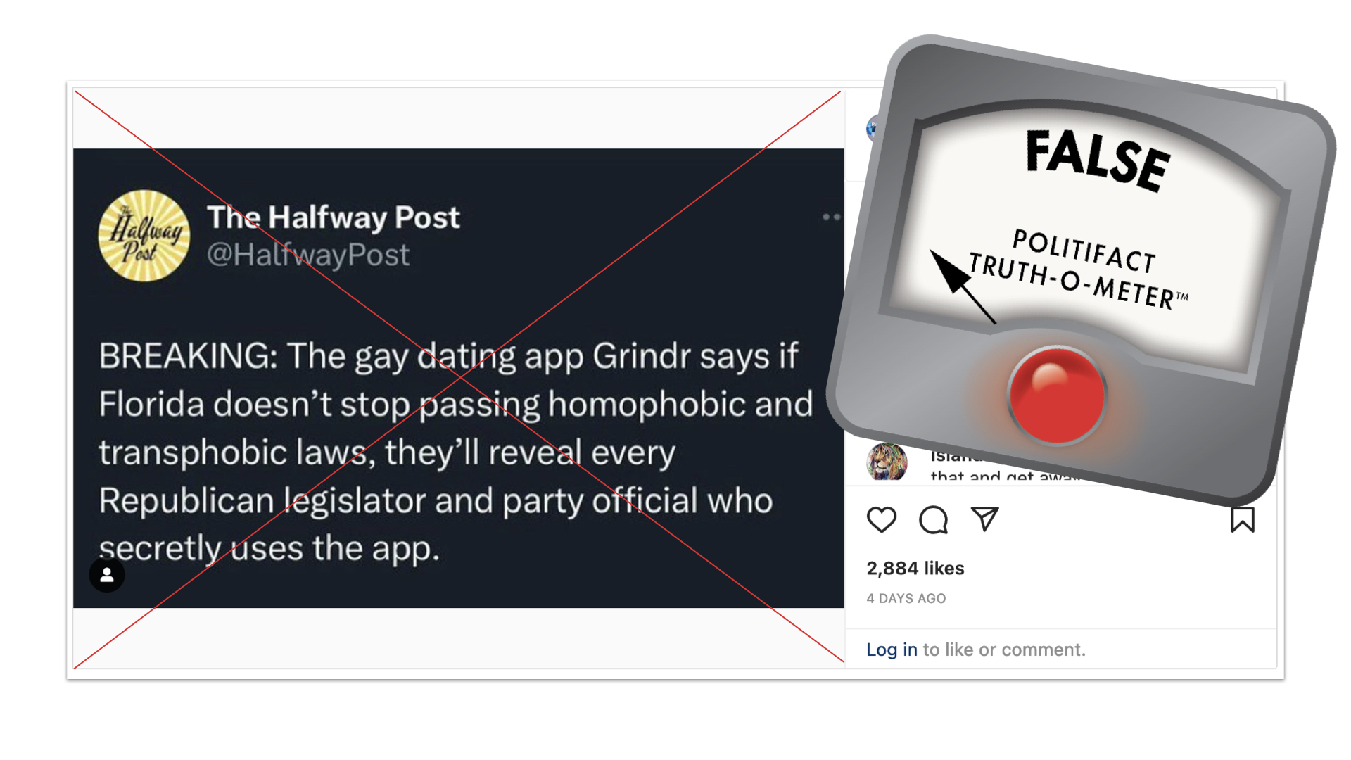 False graphic for claim that Grindr would expose GOP politicians