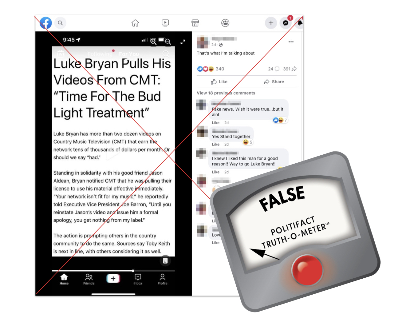 False graphic for claim that Luke Bryan pulled music from CMT