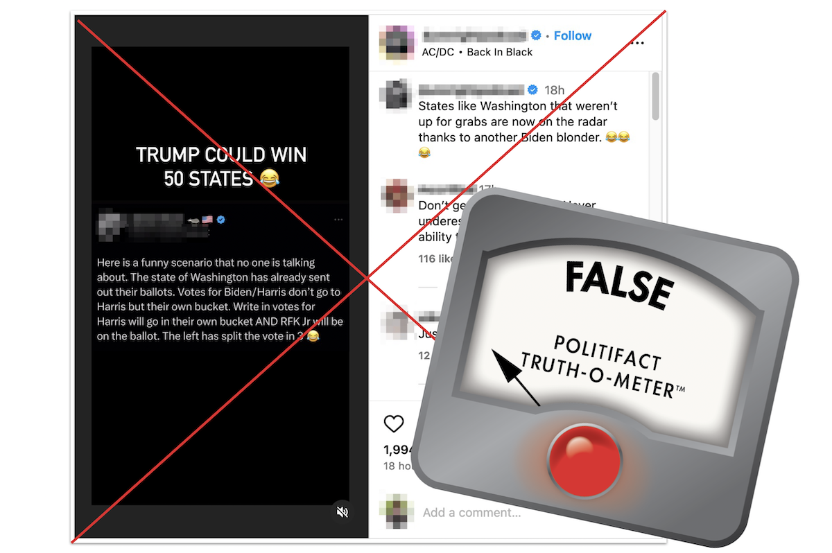 False graphic for claim that Washington mailed its 2024 presidential election ballot in July 07-23-24