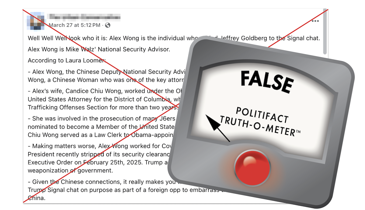 False graphic for claim that staffer added Goldberg to the Signal chat 04-04-2025