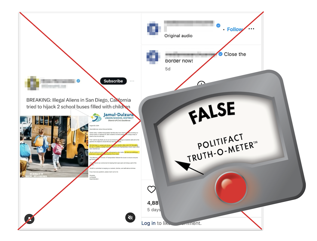 Edited post screenshot for claims of bus hijacking 09-03-2024