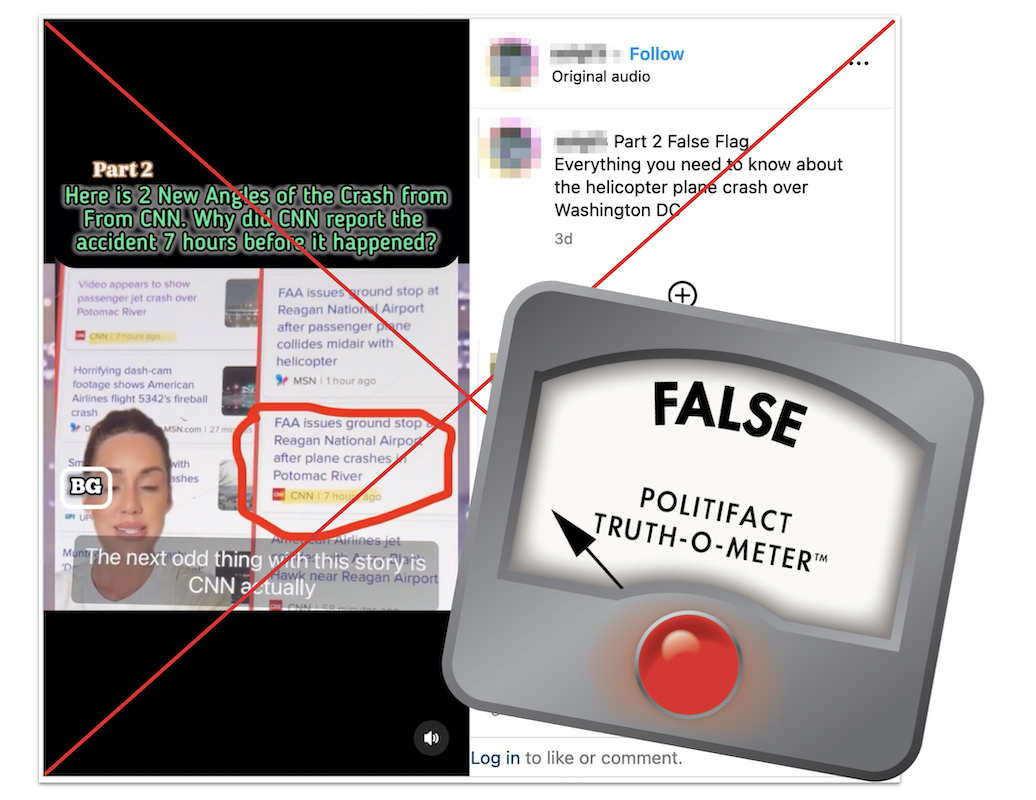 False graphic for post about CNN reports proving a false flag attack 02-04-2025