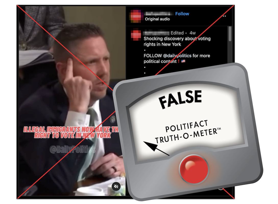 False graphic for post claiming that 'illegal immigrants' can vote in New York