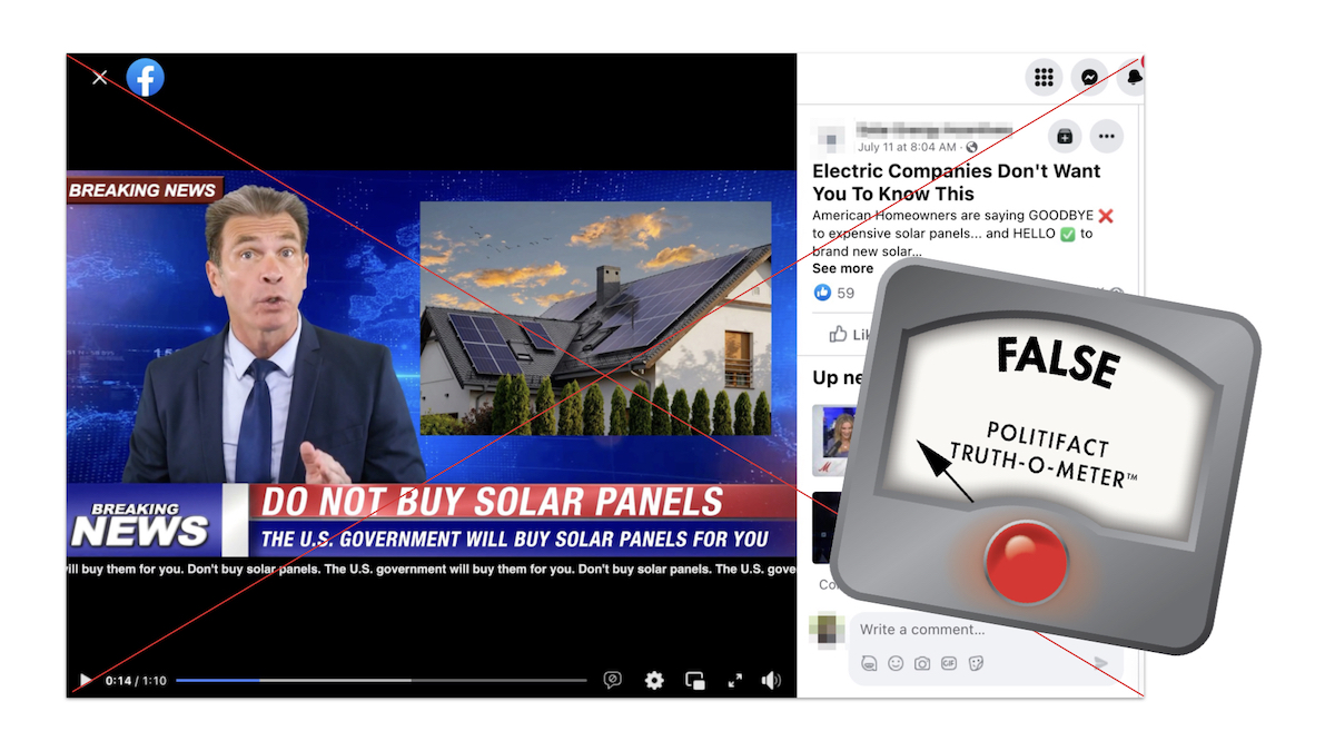 False graphic for post claiming the US gov will buy homeowners solar panels