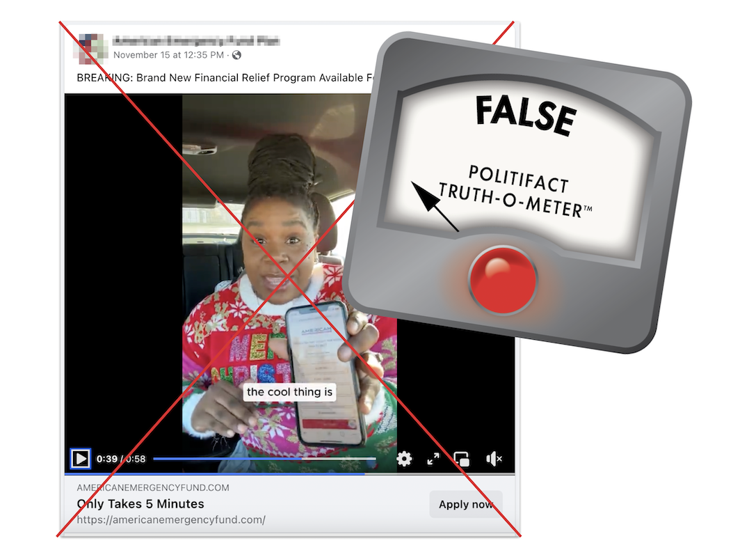 False graphic for November 2023 Facebook post promising $5,000 cash