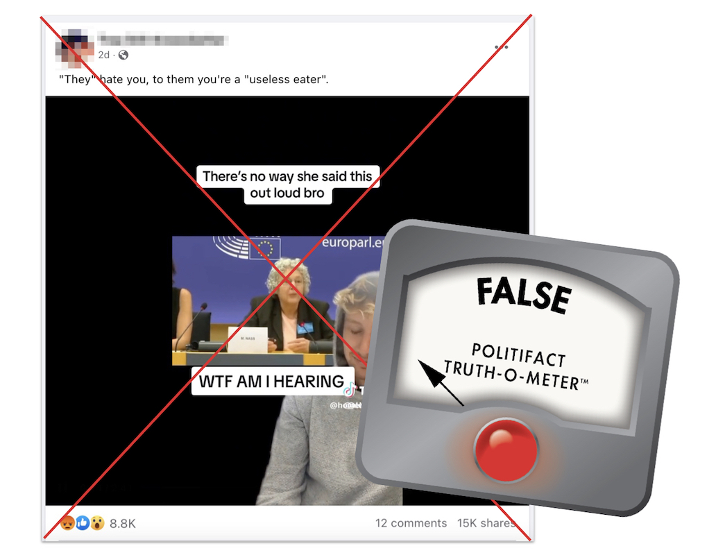 False graphic woman claiming the WHO pandemic treaty is stripping people of rights