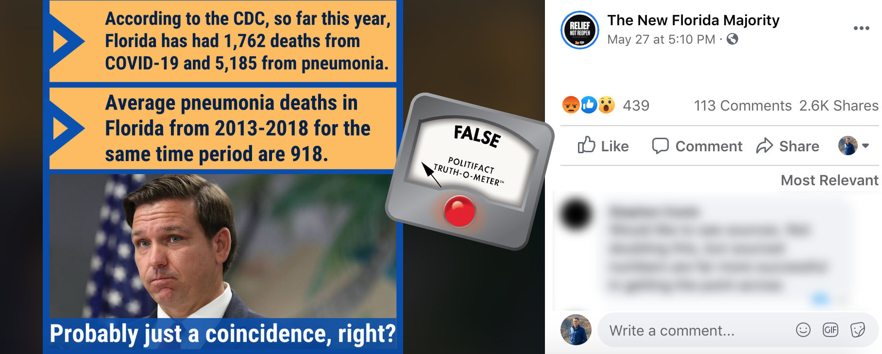 False TOM graphic for FB pneumonia Florida claim