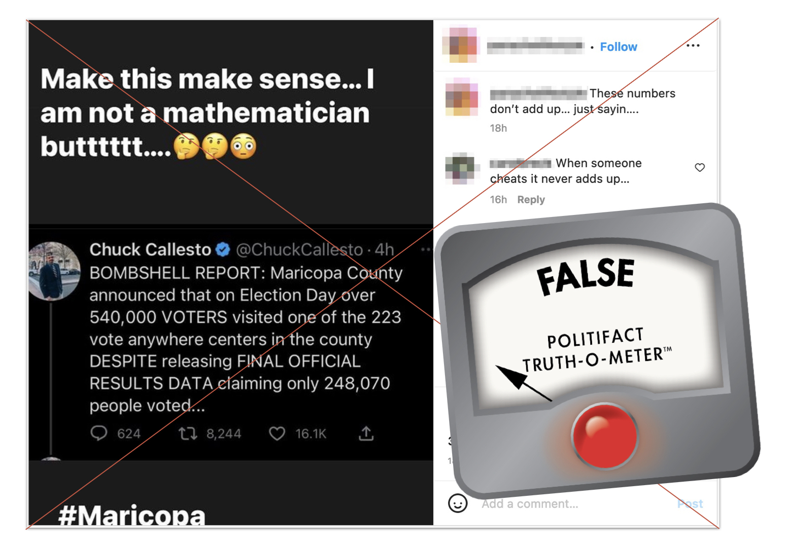 Graphic of false post about missing votes in Maricopa County Nov. 2022
