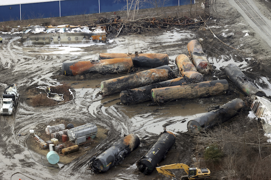 Feb. 8 photo of the Ohio train derailment