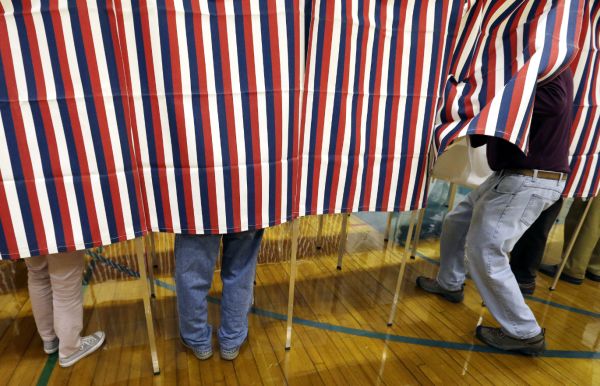 Feet in voting booth
