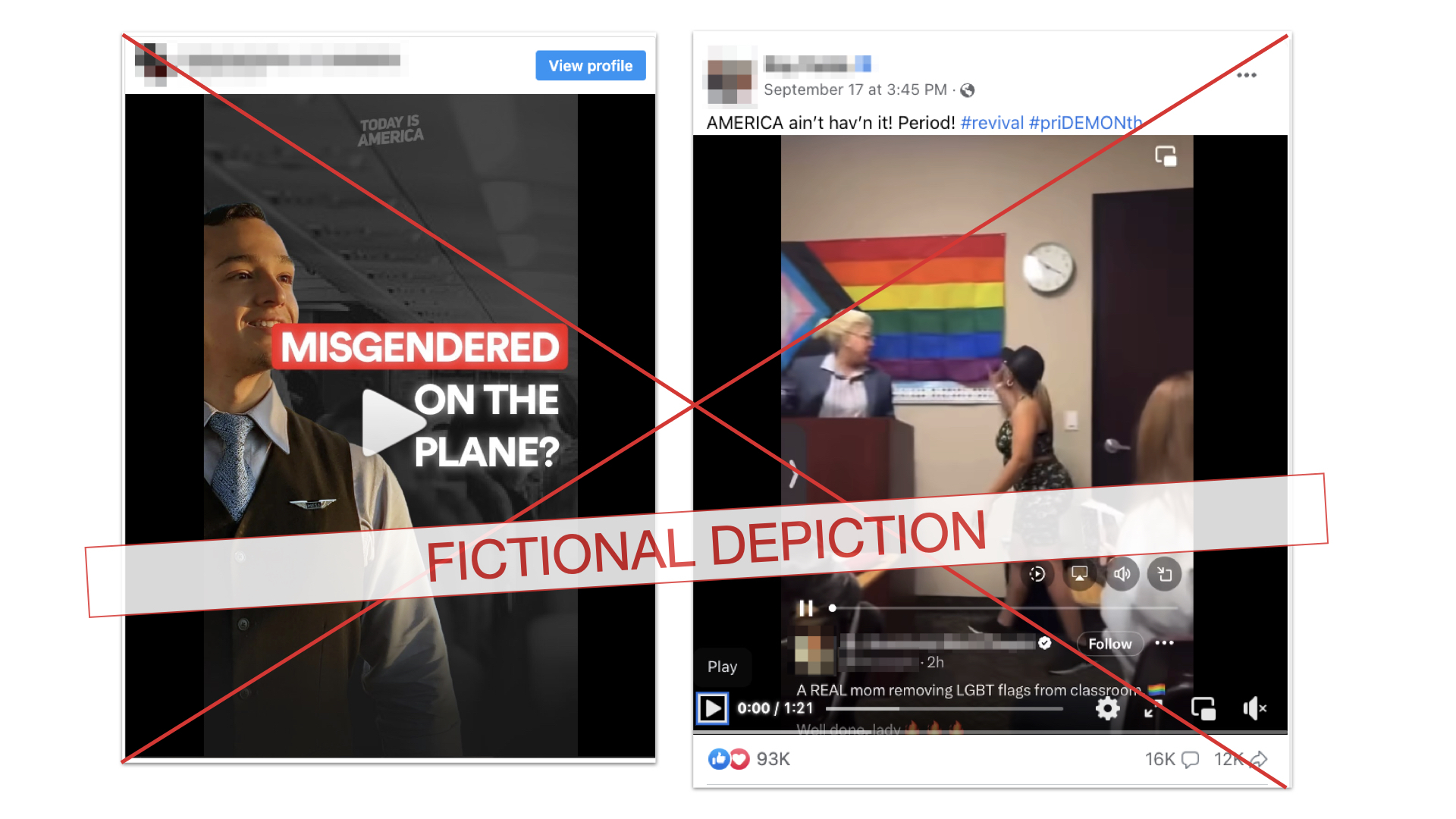 Image of fictional skits of LGBTQ fights