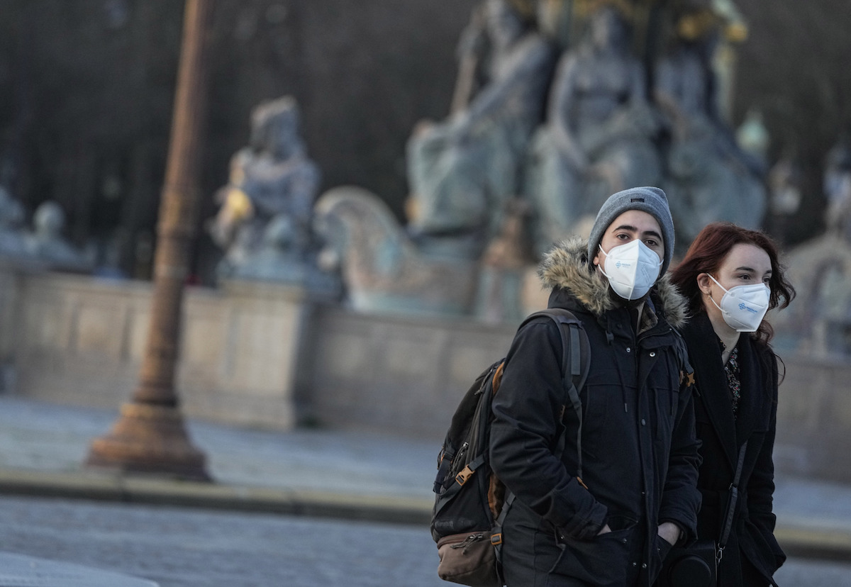 Paris masked people Dec. 9., 2021