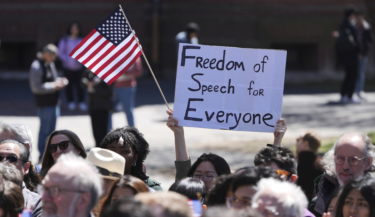 Free speech sign at Harvard 4-17-25