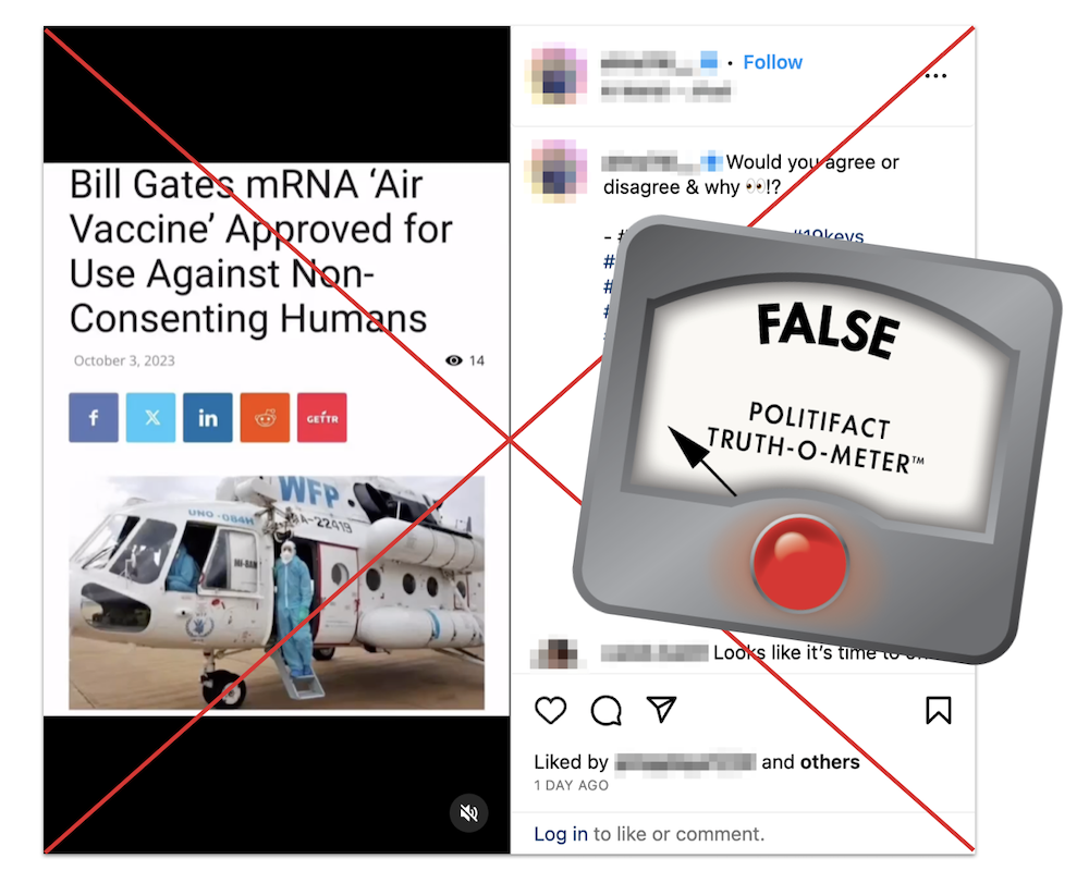 Gates air vaccine claim edited screenshot
