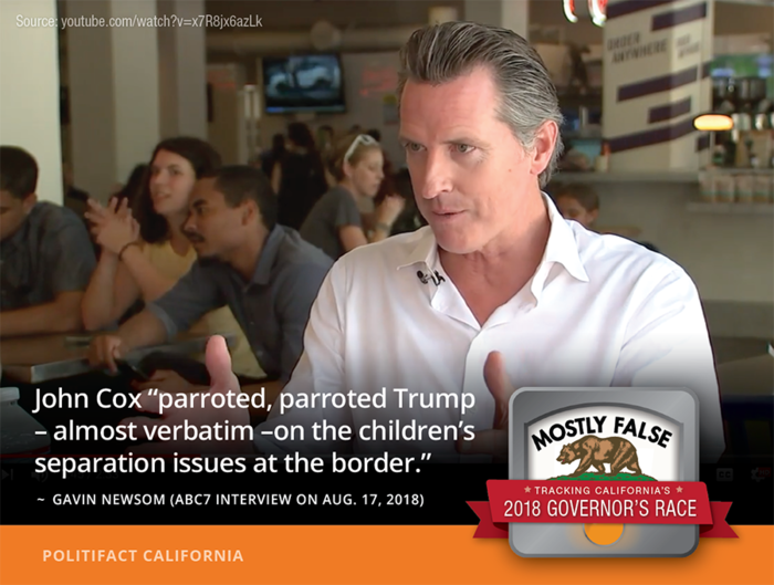 Newsom claim Cox parroted Trump