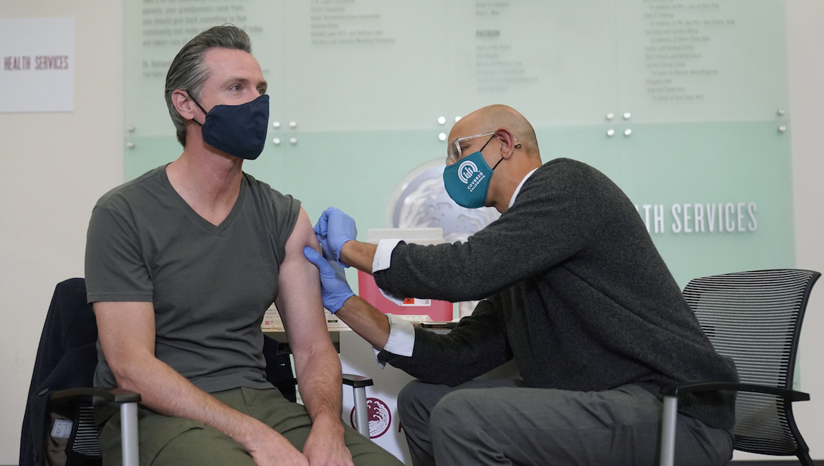 Claim about Gavin Newsom’s reaction to a COVID-19 booster shot is conjecture