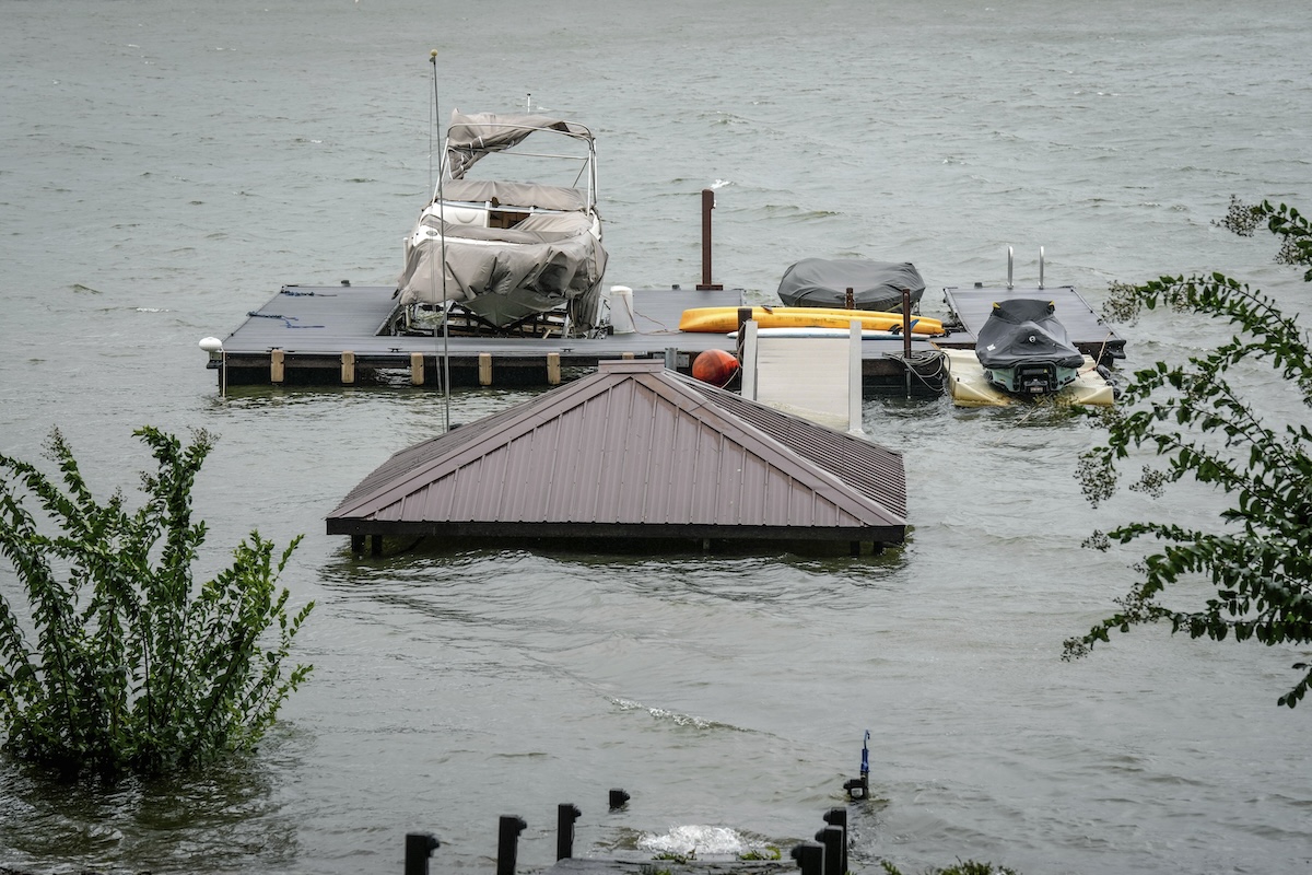 Gazebo under water after Hurricane Helene, Morganton, North Carolina, Sept. 27, 2024