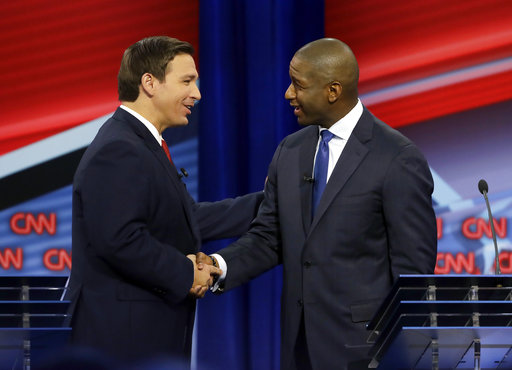 Gillum DeSantis handshake CNN debate Oct. 21 2018