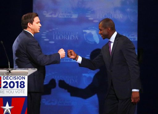 Gillum DeSantis fistbump in final debate