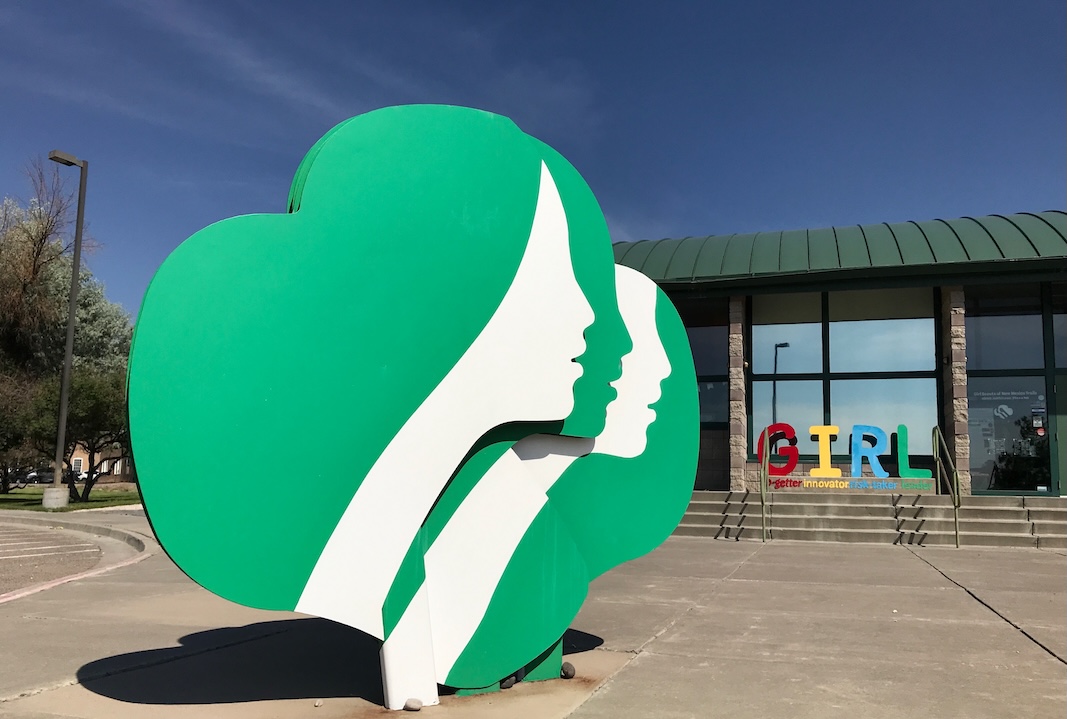 Girl Scouts sign outside New Mexico headquarters, June 7, 2021