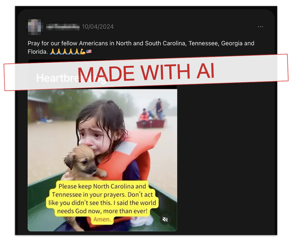 Girl and puppy hurricane rescue AI photo graphic