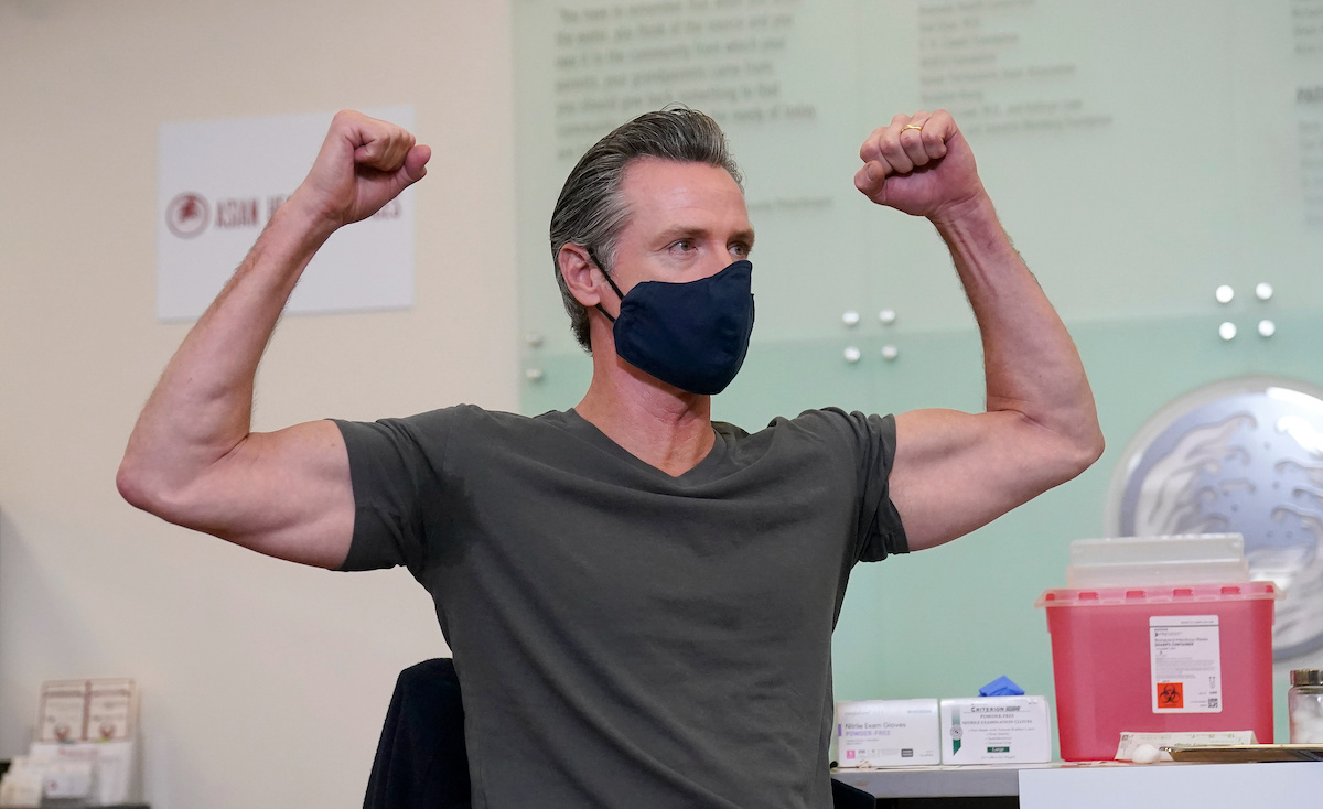 Gov. Gavin Newsom after his booster