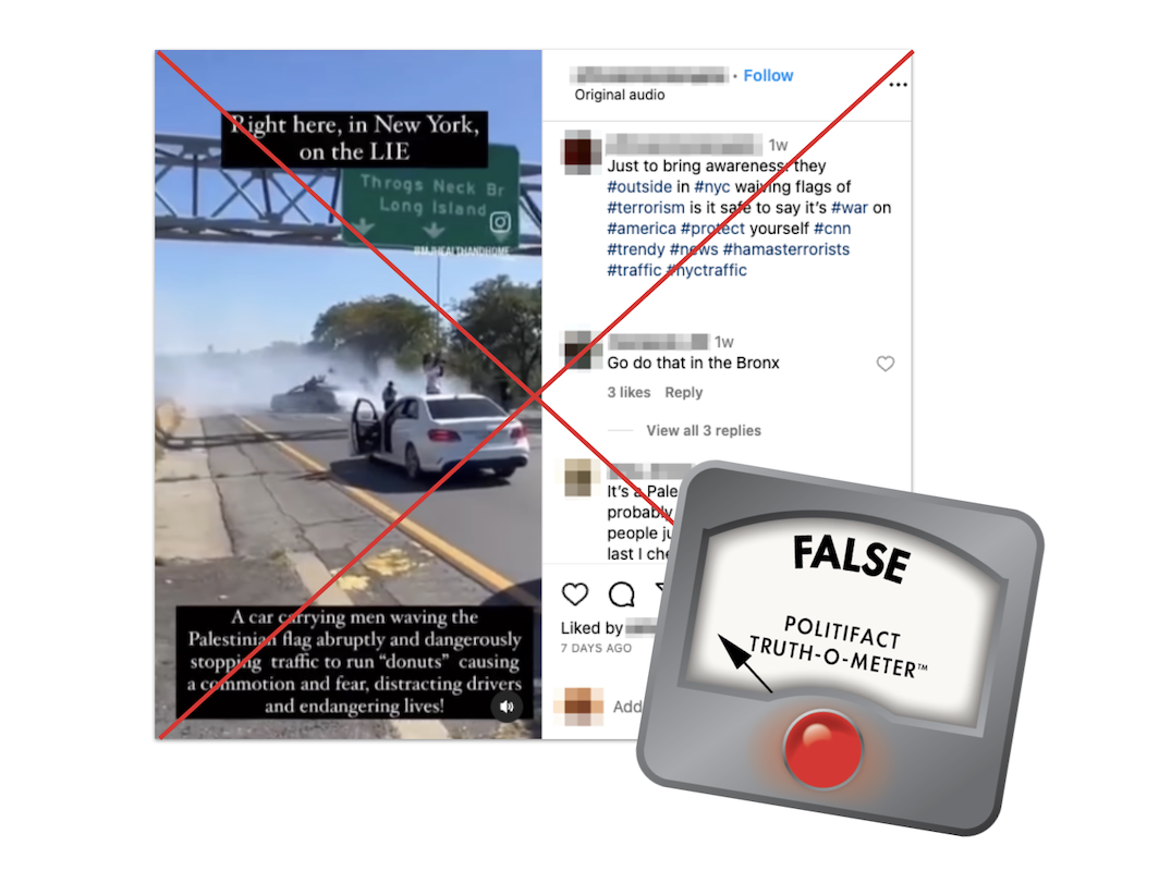 Graphic - false claim about car stopping traffic in New York