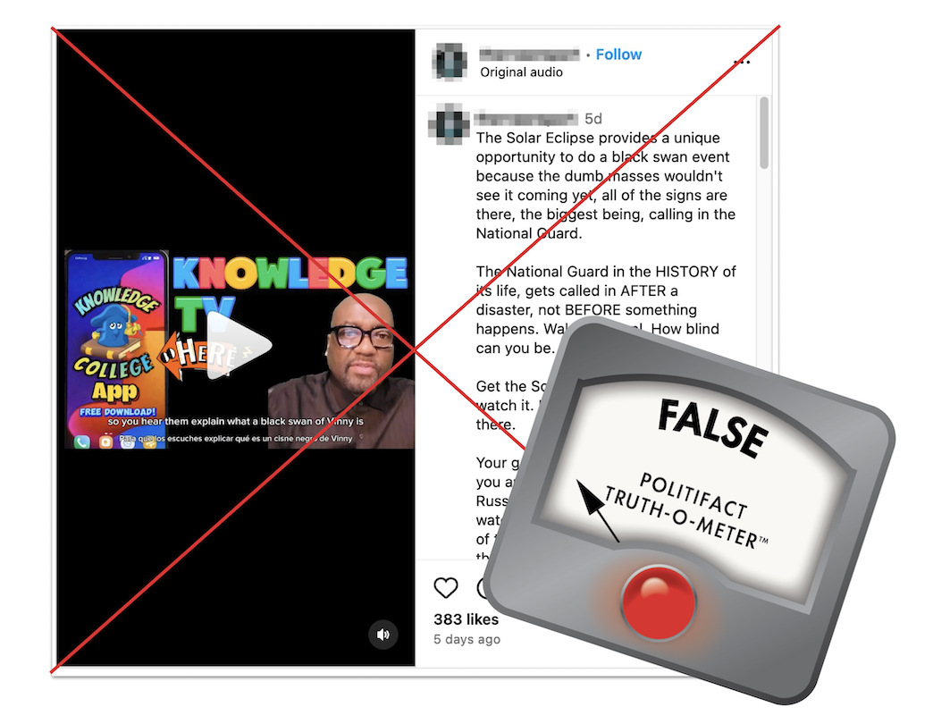 Graphic for False claim that the National Guard only responds after a disaster