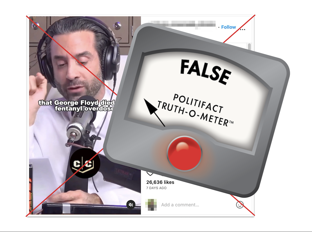 Graphic for false post claiming Floyd died of fentanyl overdose