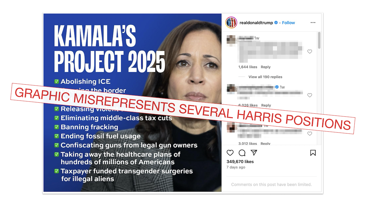 Graphic for story about Trump's IG post on Harris' "Project 2025"