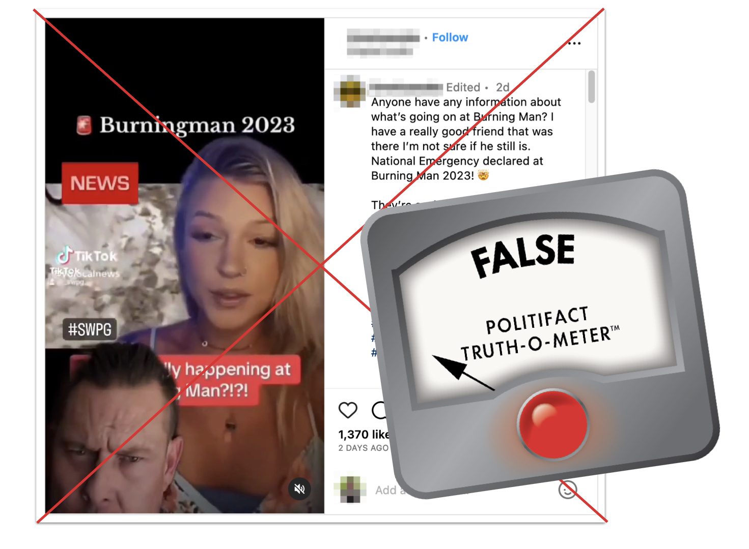 &lrm;Graphic of post with claim about Burning Man 2023