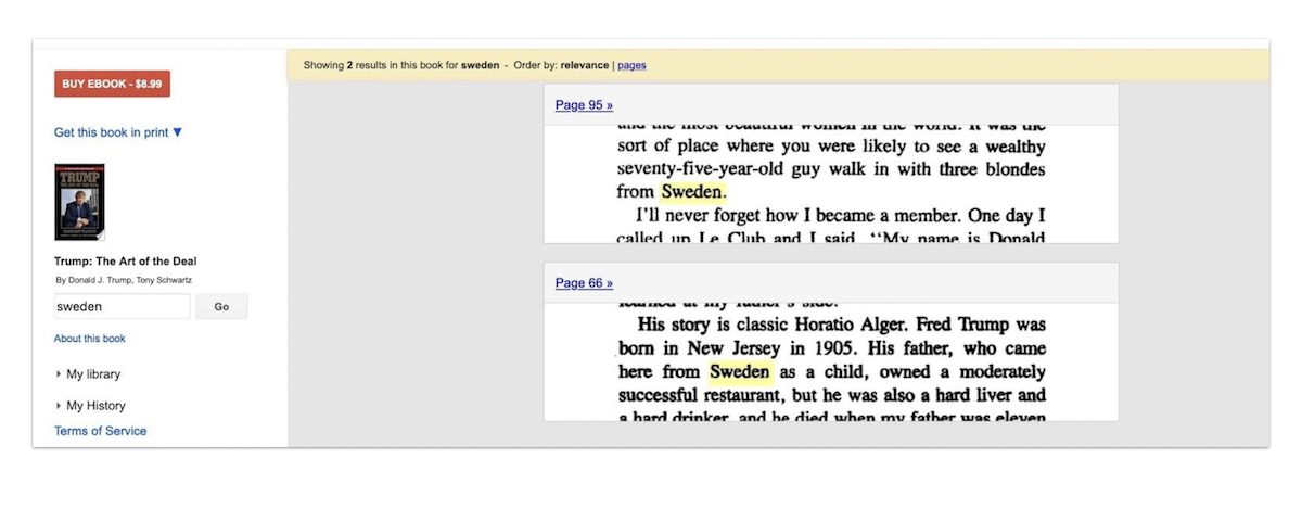 Graphic showing that Trump wrote his grandfather moved from Sweden 08-07-2024