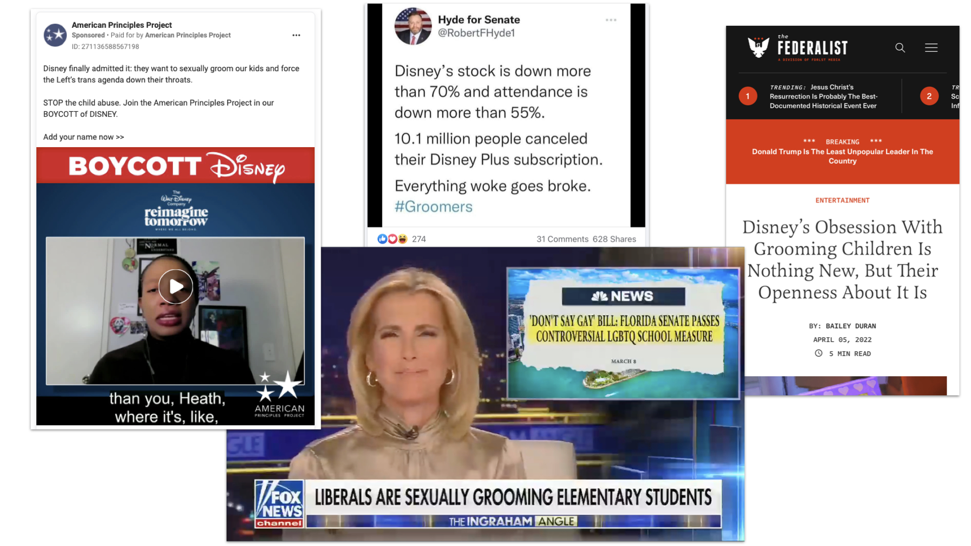 Graphic of posts/stories about grooming