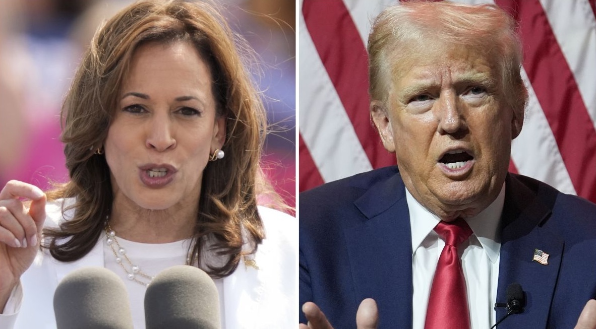 Harris and Trump side by side for AARP story, 10-6-2024
