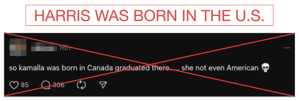 Harris born in Canada claim graphic
