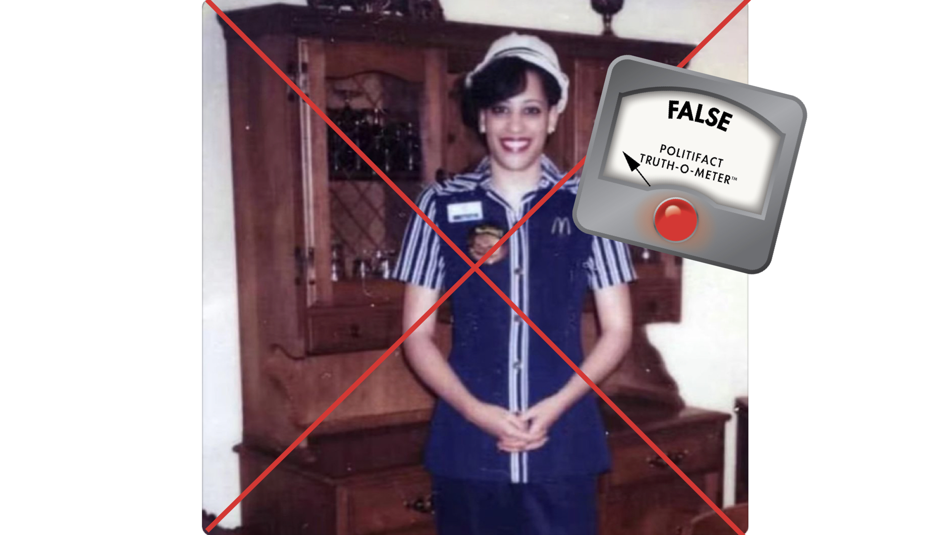 Edited photo of Kamala Harris in McDonald's uniform, 10-26-2024