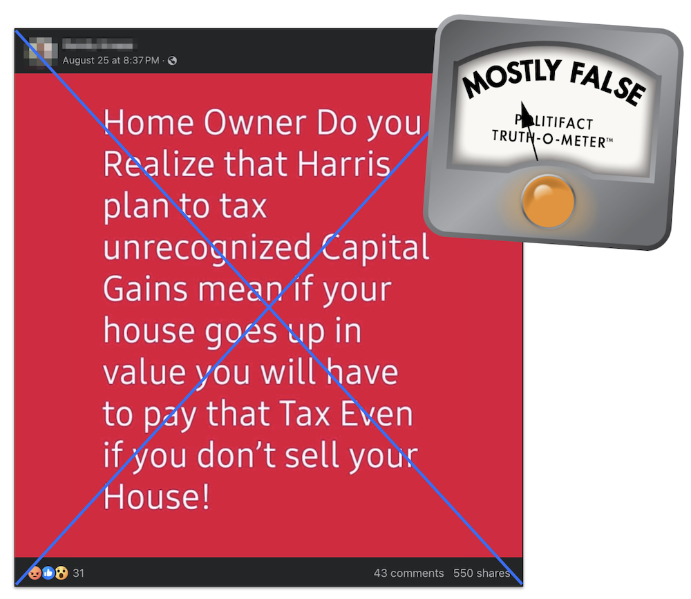 Harris unrealized capital gains tax claim graphic